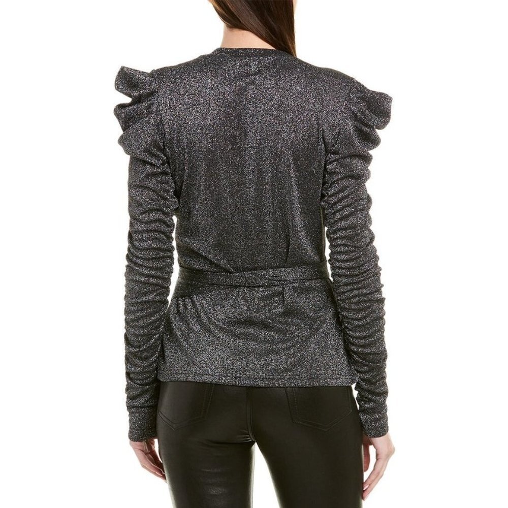 NWT New $148 Walter Baker Marwin Top Size L Black Silver - Picture 2 of 14